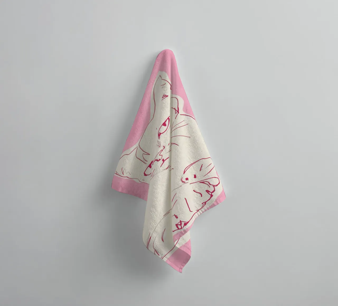 Cat sketch art 2 towel by LeaDArt