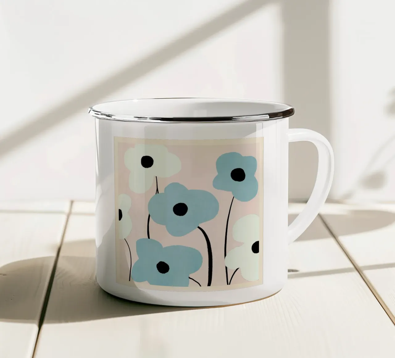 Fiori astratti minimali 32 tazza in smalto da LeaDArt