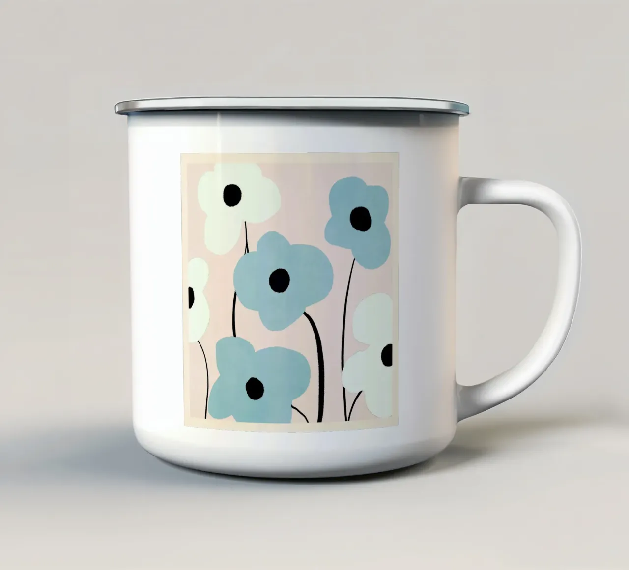 Fiori astratti minimali 32 tazza in smalto da LeaDArt
