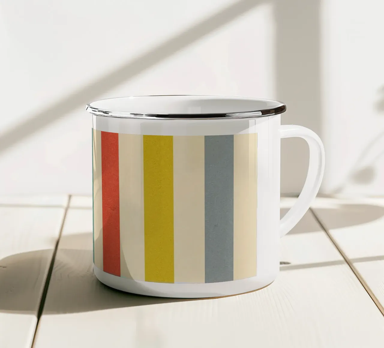 Retro Summer Stripe Pattern enamel mug by Dominique Vari Abstract