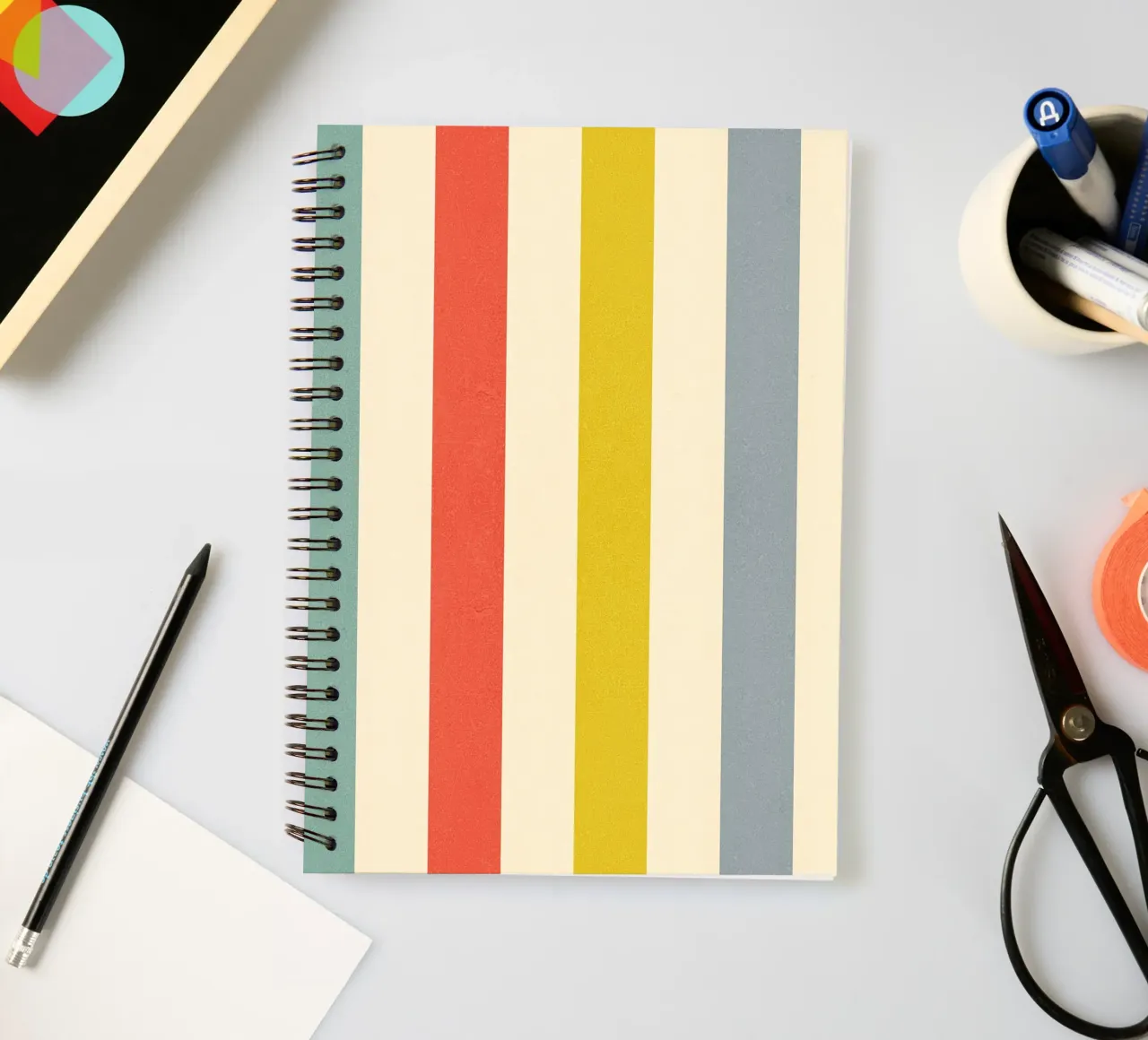 Retro Summer Stripe Pattern spiral notebook by Dominique Vari Abstract