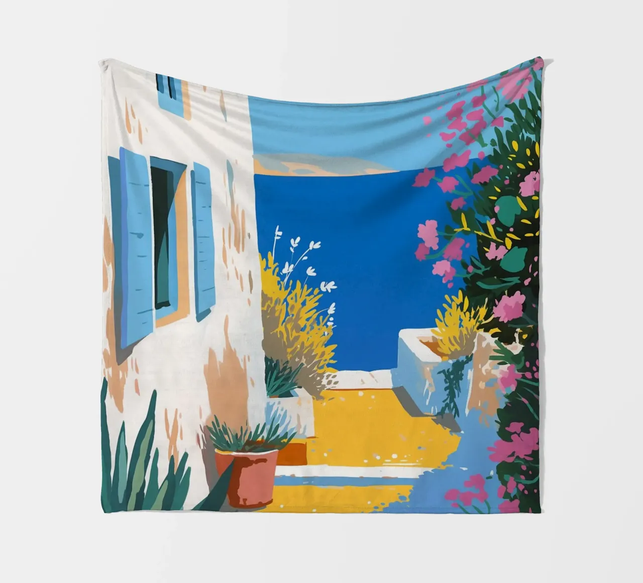 Paesaggio di scale mediterranee coperta in pile da Carinaprint