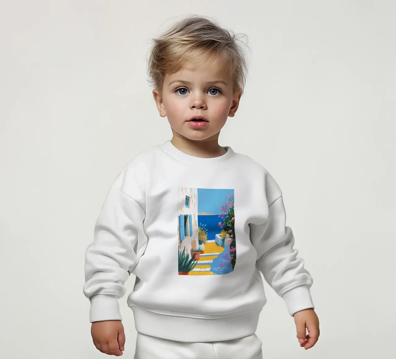 Paesaggio di scale mediterranee felpa neonato da Carinaprint