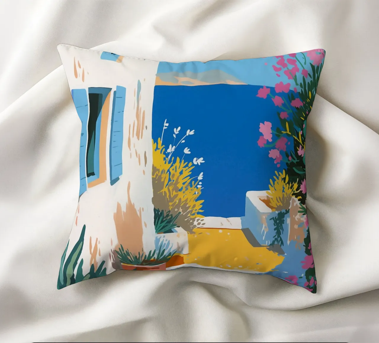 Paesaggio di scale mediterranee cuscino da Carinaprint