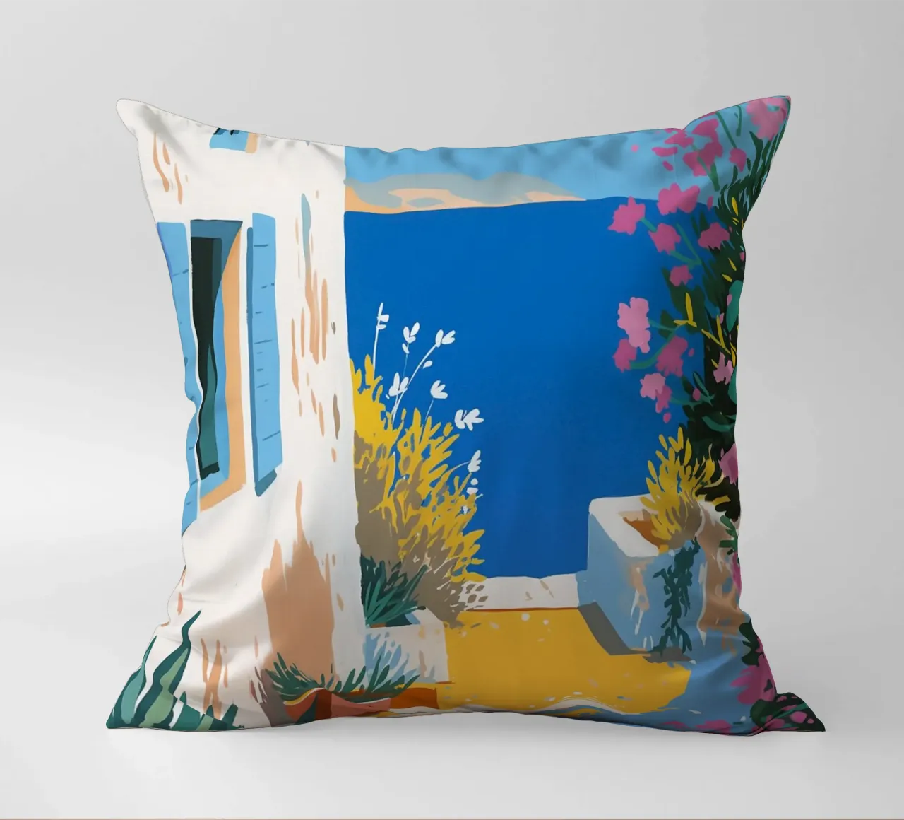 Paesaggio di scale mediterranee cuscino da Carinaprint