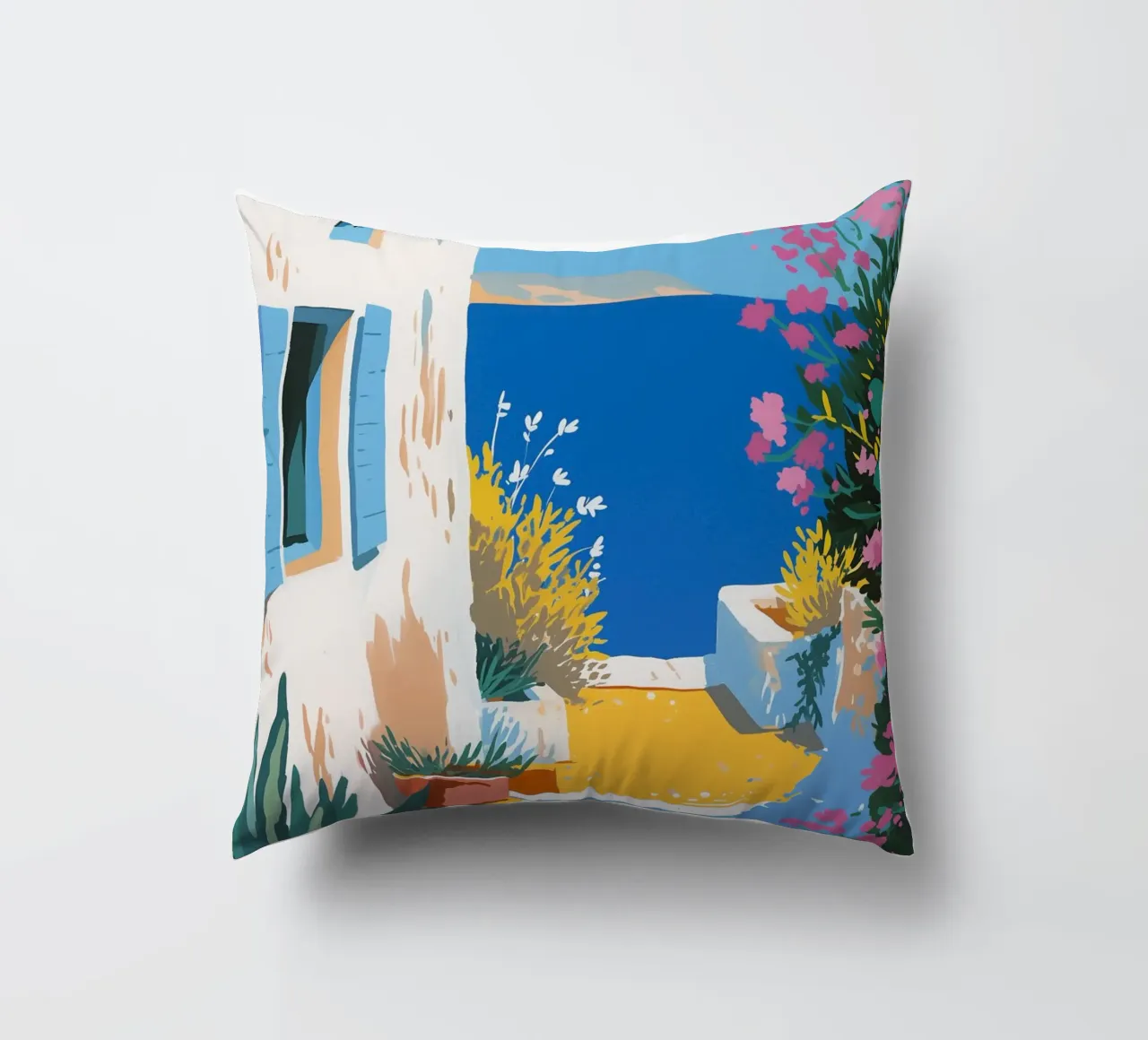 Paesaggio di scale mediterranee cuscino da Carinaprint