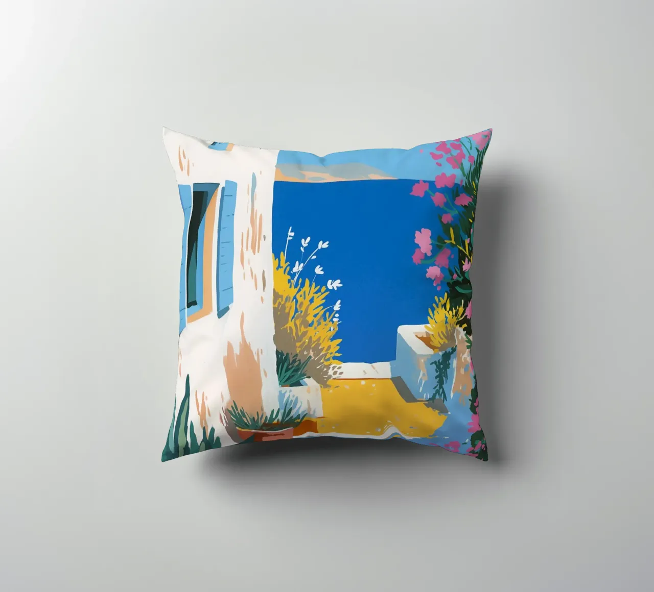 Paesaggio di scale mediterranee cuscino da Carinaprint