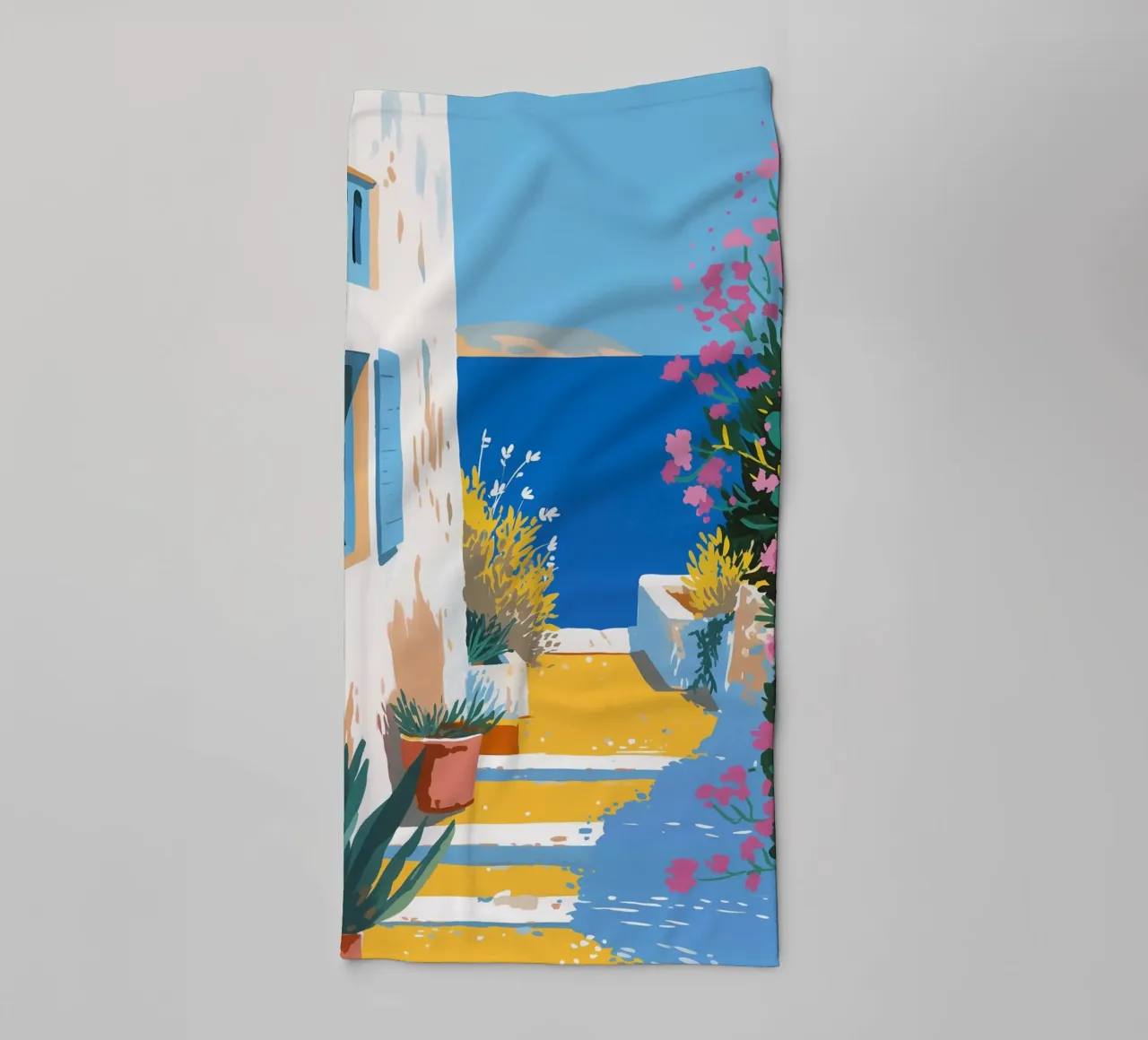 Paesaggio di scale mediterranee asciugamano da bagno da Carinaprint