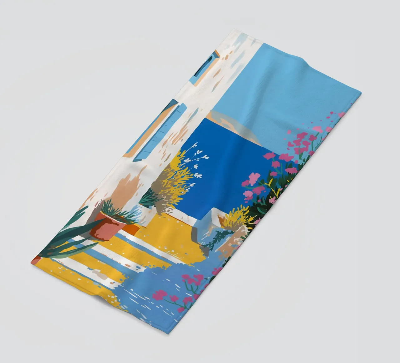 Paesaggio di scale mediterranee telo mare da Carinaprint