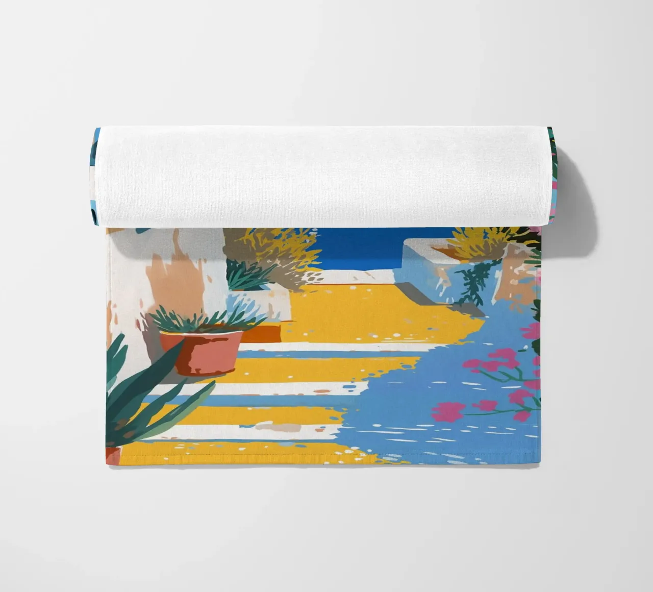 Paesaggio di scale mediterranee telo mare da Carinaprint