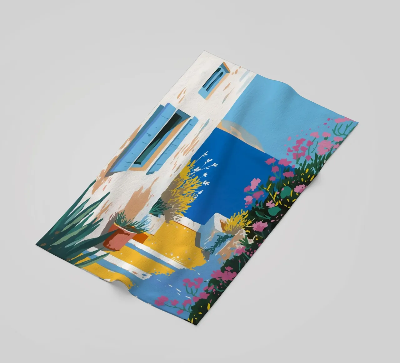 Paesaggio di scale mediterranee telo mare da Carinaprint