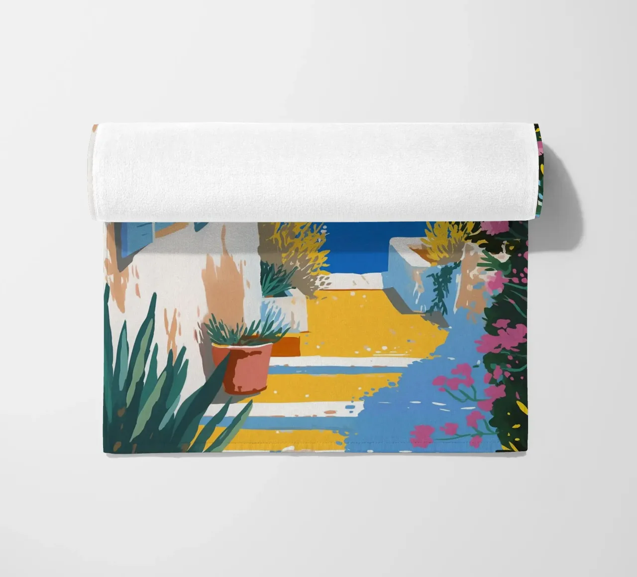 Paesaggio di scale mediterranee telo mare da Carinaprint