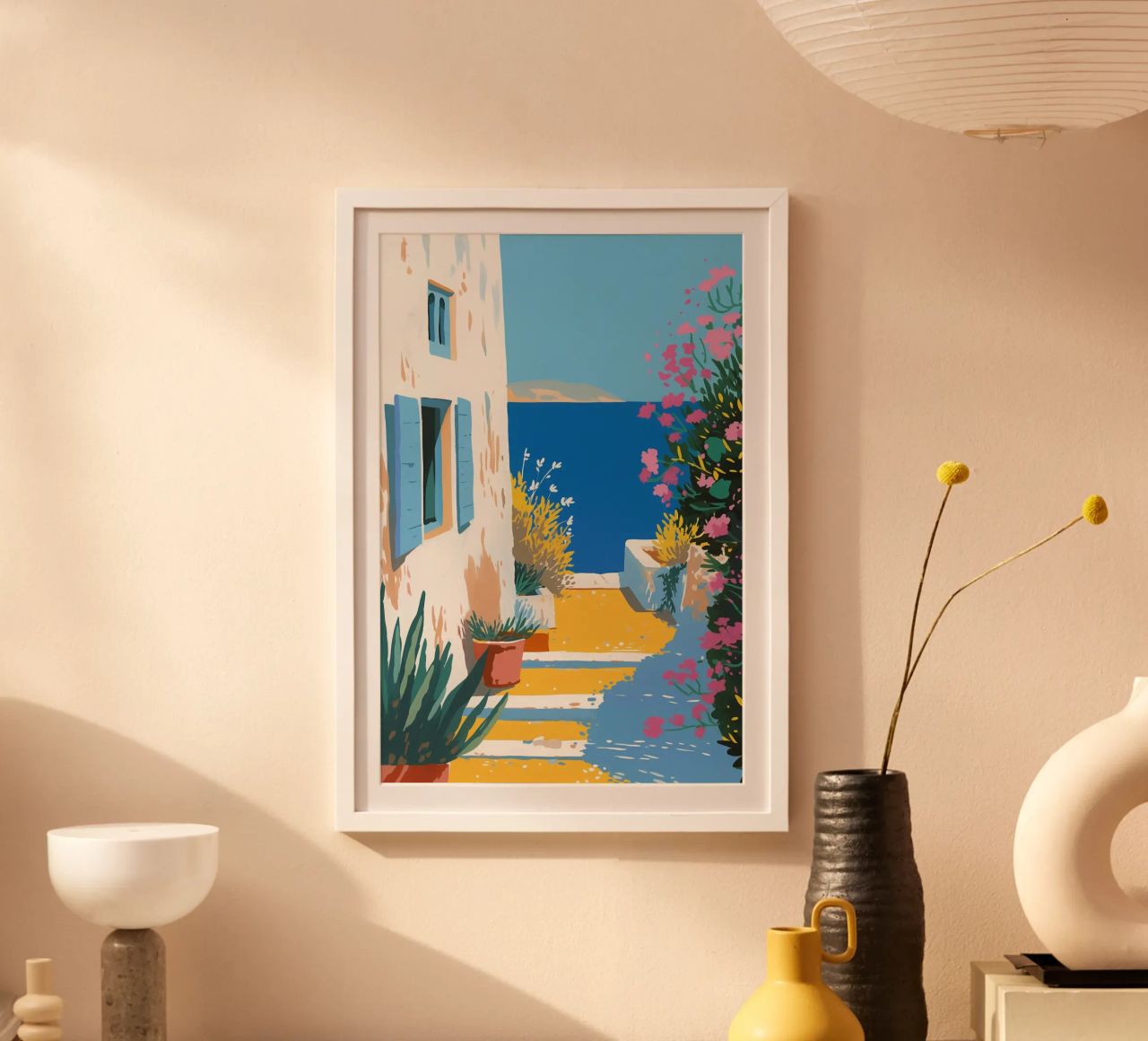Mediterrane Treppenlandschaft Poster von Carinaprint