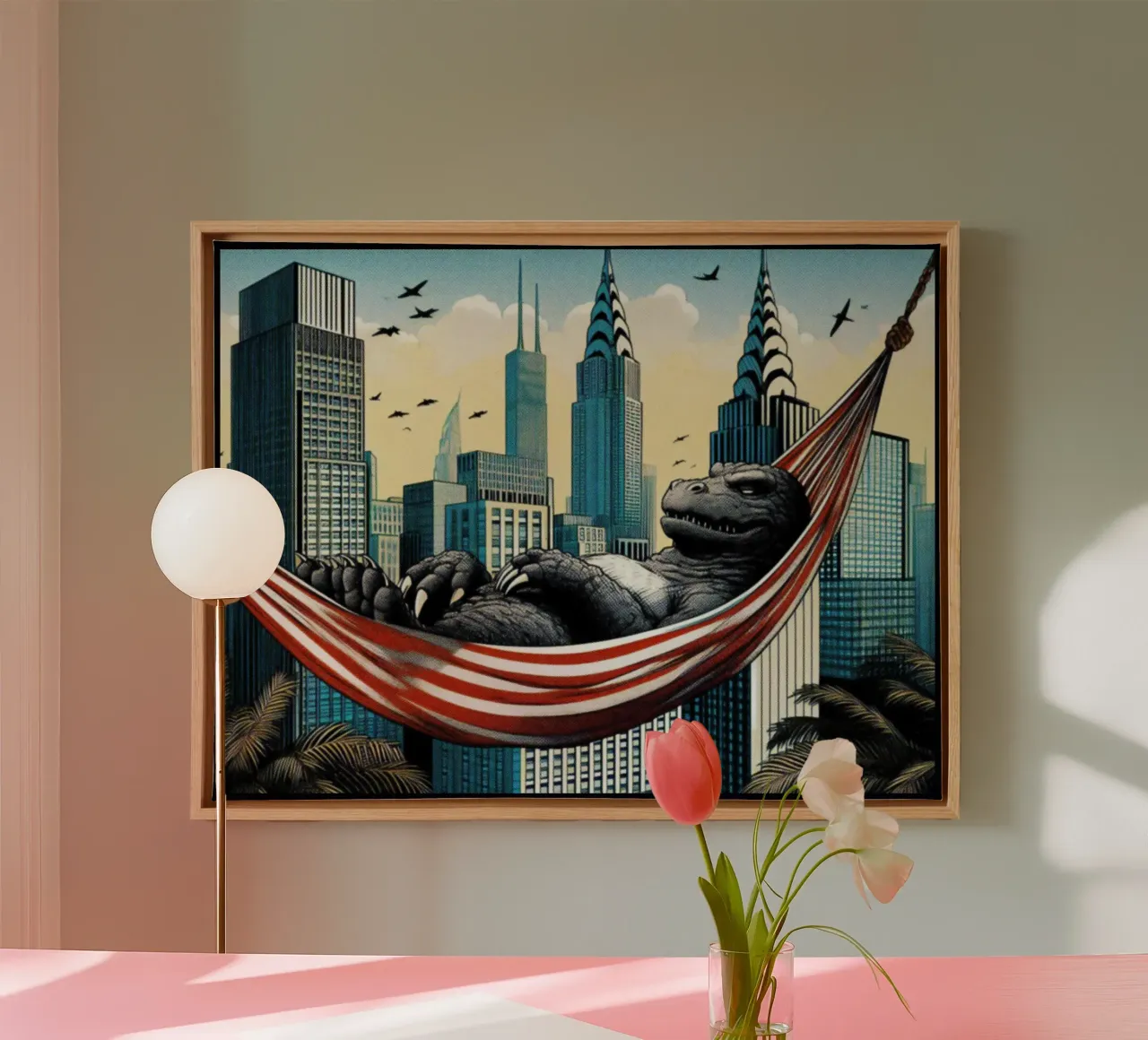 Godzilla – Vintage Posterdruck canvas met Baklijst van posterprints-by-nomad