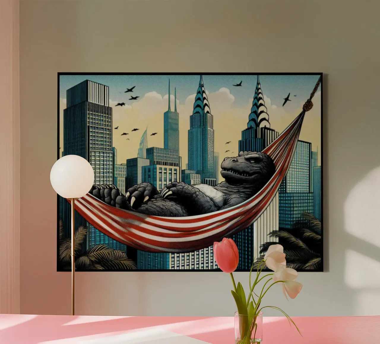 Godzilla – Vintage Posterdruck canvas met Baklijst van posterprints-by-nomad