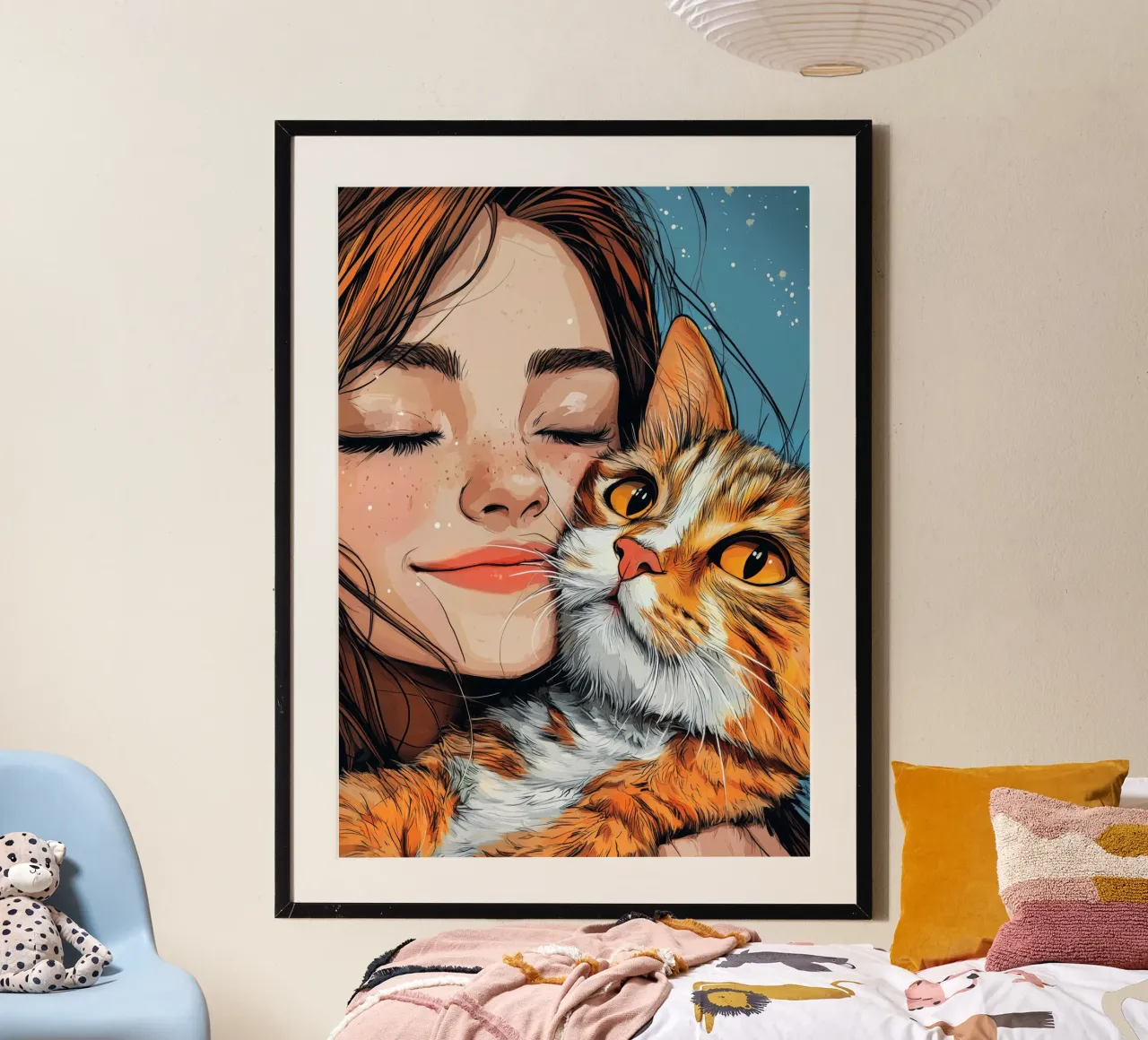 Ich liebe You Kitty Tierkunst Poster mit Kunststoffrahmen von Justyna Jaszke JBJart
