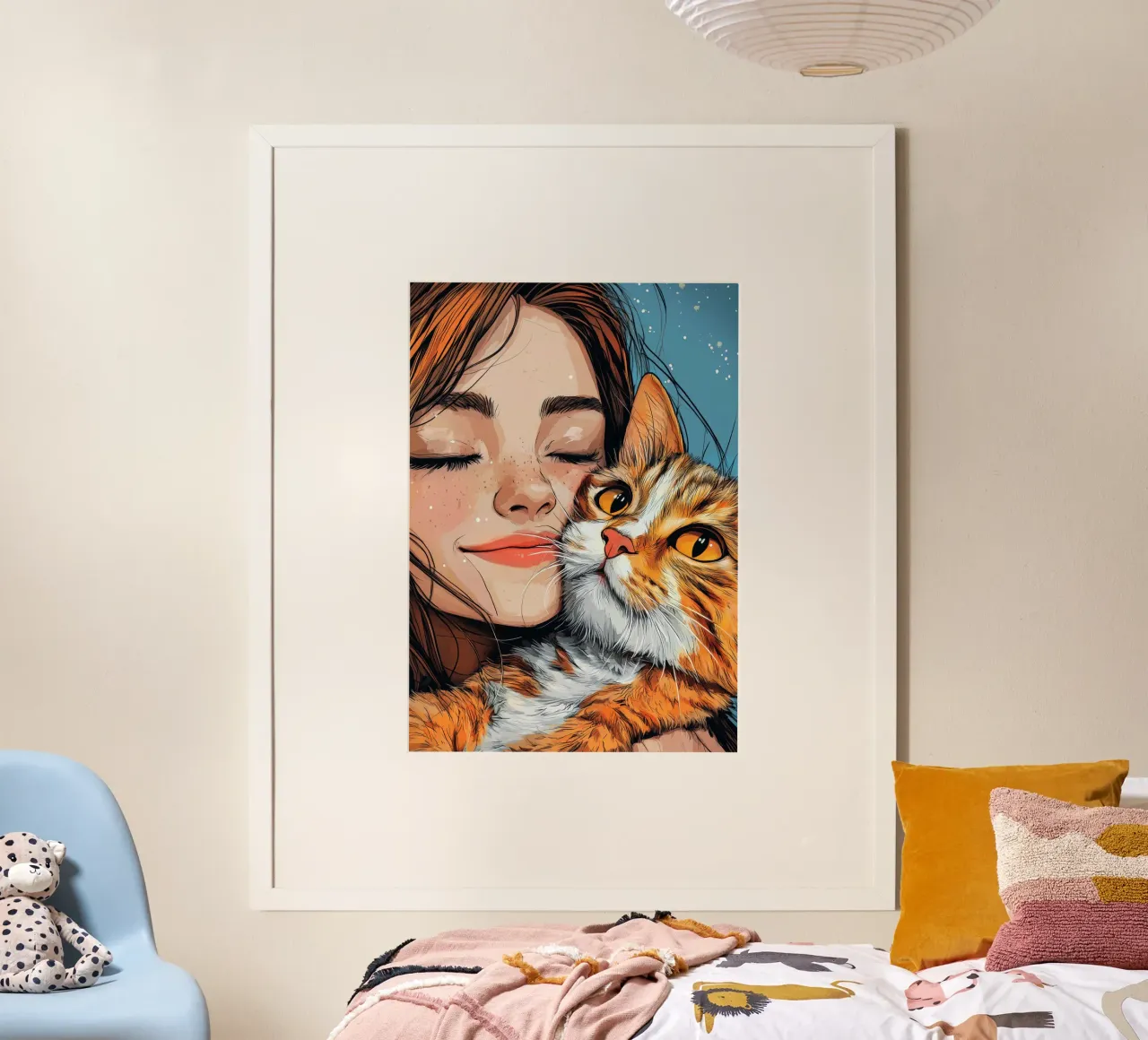 Ich liebe You Kitty Tierkunst Poster mit Kunststoffrahmen von Justyna Jaszke JBJart