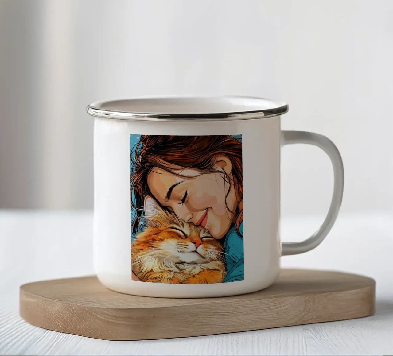 Amo l'arte animale di You Kitty tazza in smalto da Justyna Jaszke JBJart