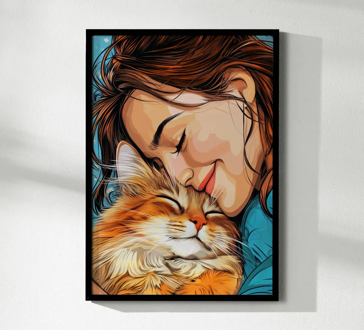 Ich liebe You Kitty Tierkunst Poster mit Kunststoffrahmen von Justyna Jaszke JBJart