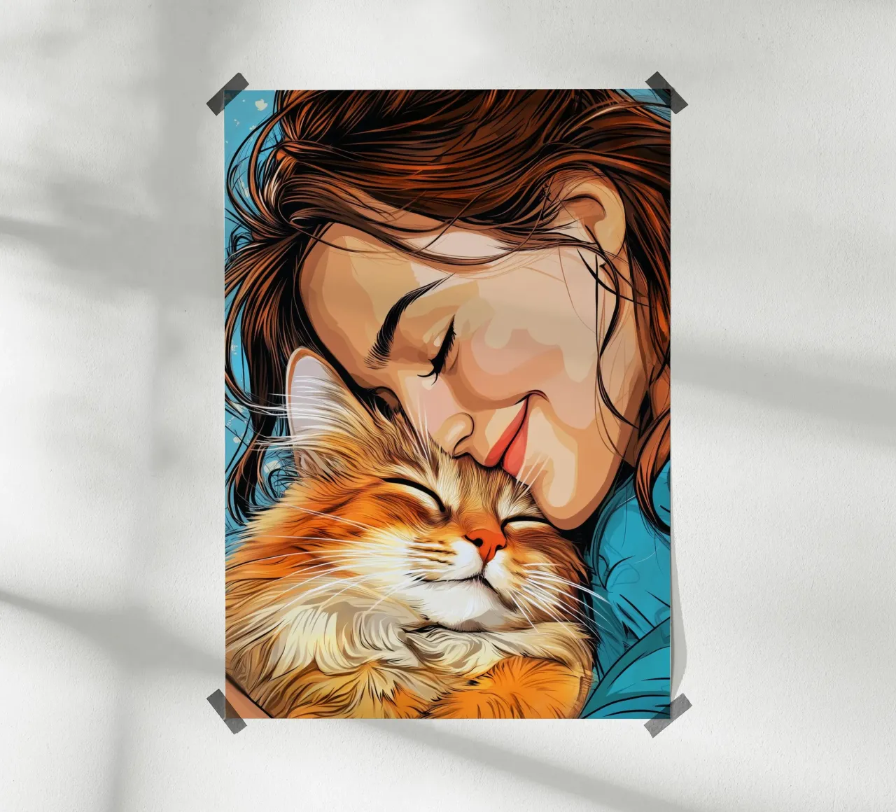 Ich liebe You Kitty Tierkunst Poster mit Kunststoffrahmen von Justyna Jaszke JBJart