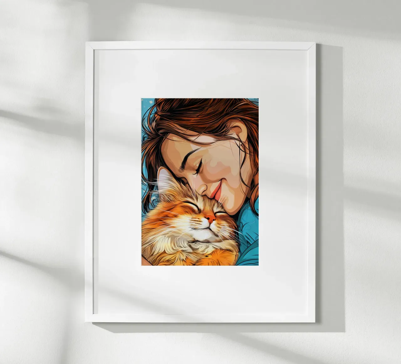 Ich liebe You Kitty Tierkunst Poster mit Kunststoffrahmen von Justyna Jaszke JBJart