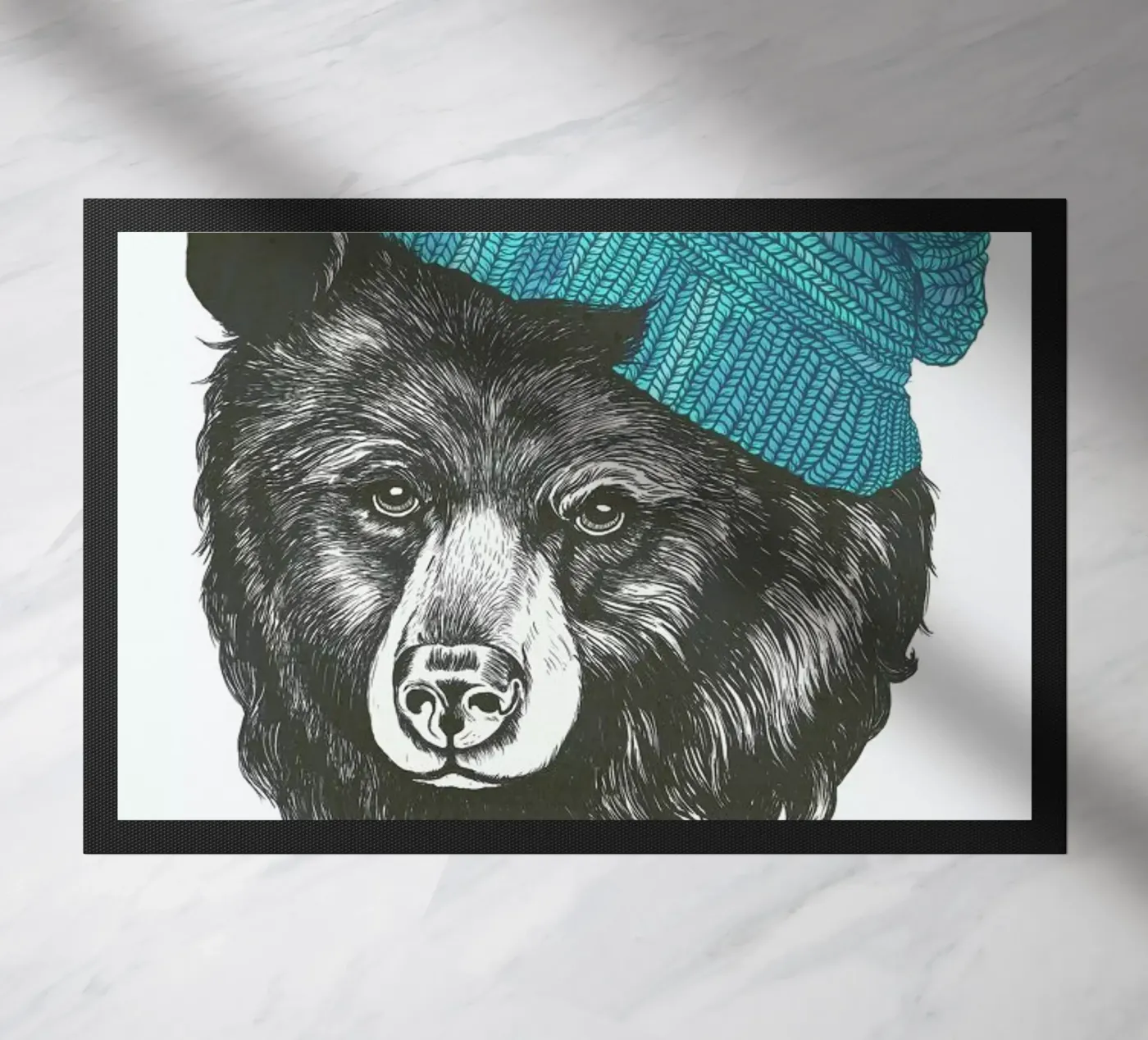 Bear Blue doormat by Laura Graves