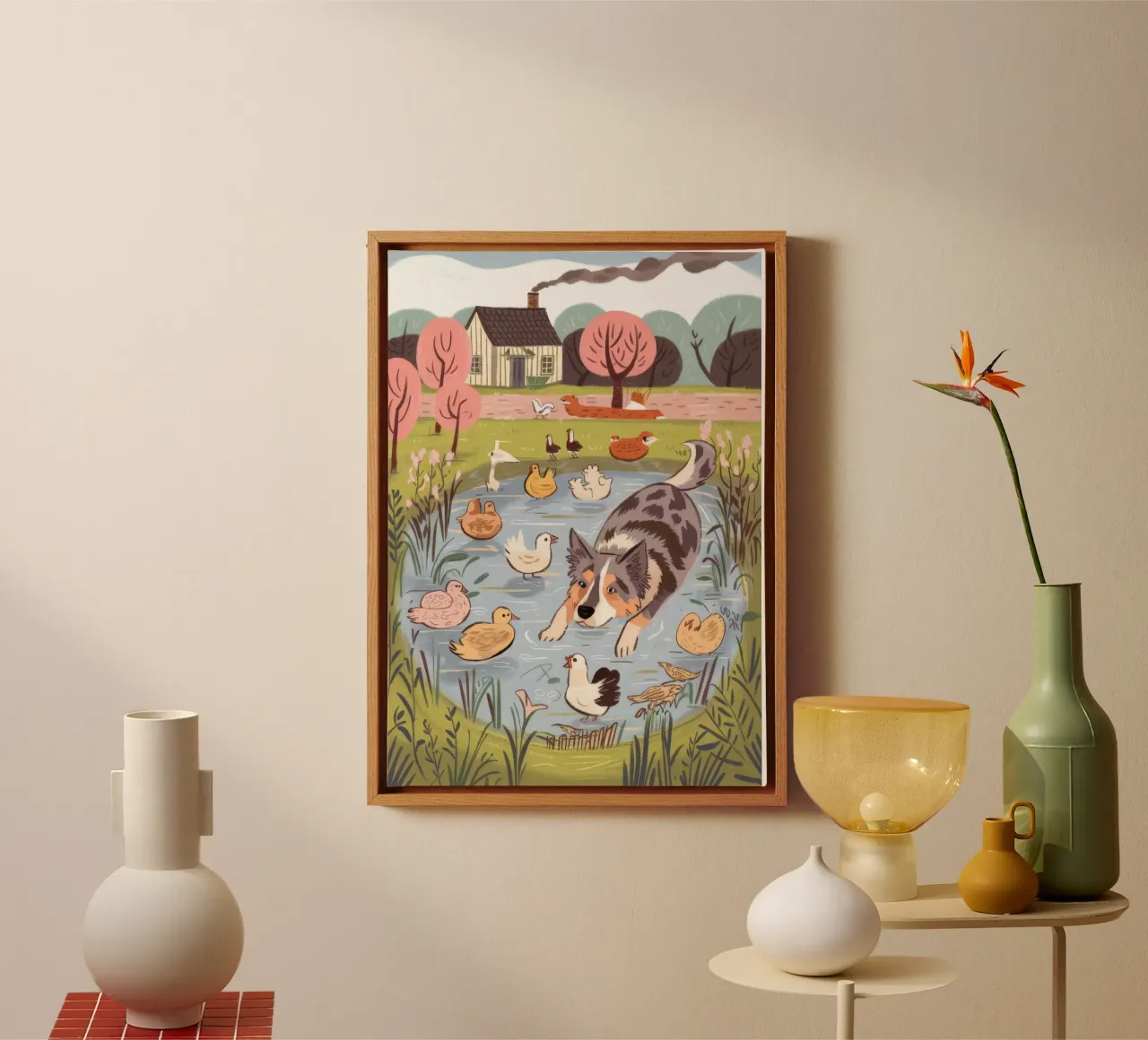 Serene vijver harmonie canvas van Timeless Huse