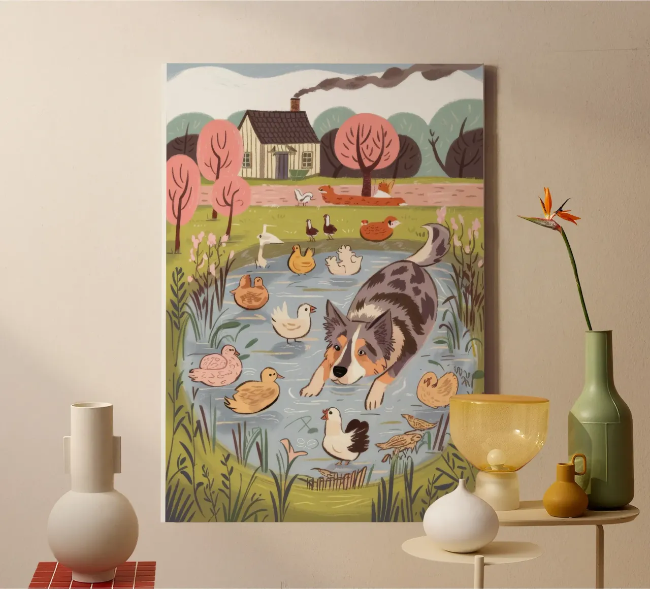 Serene vijver harmonie canvas van Timeless Huse