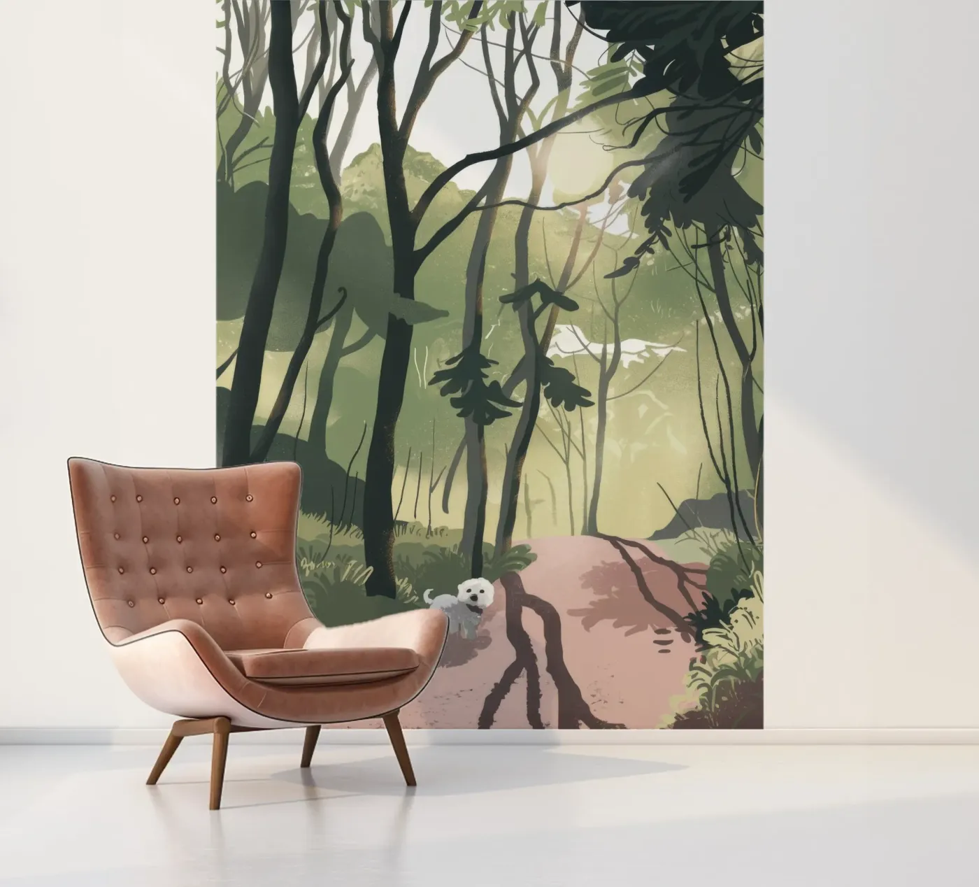 Zonovergoten bospad fotobehang van Timeless Huse