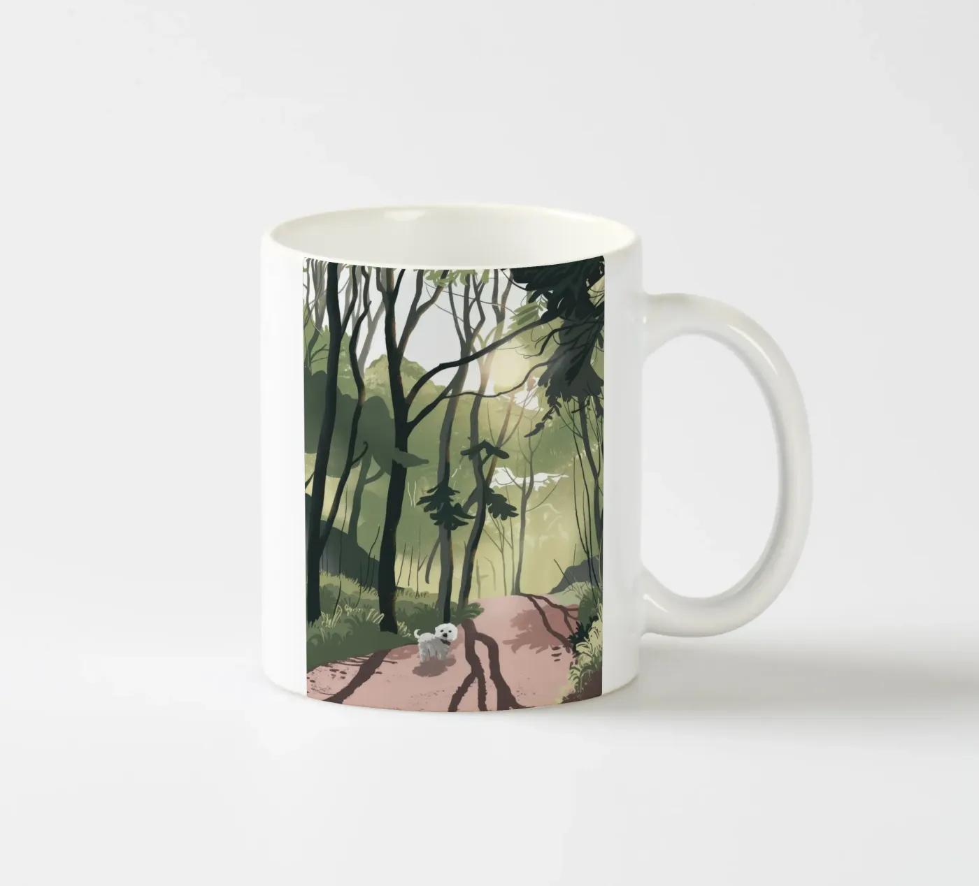 Sunlit Forest Path ceramic mug by Timeless Huse