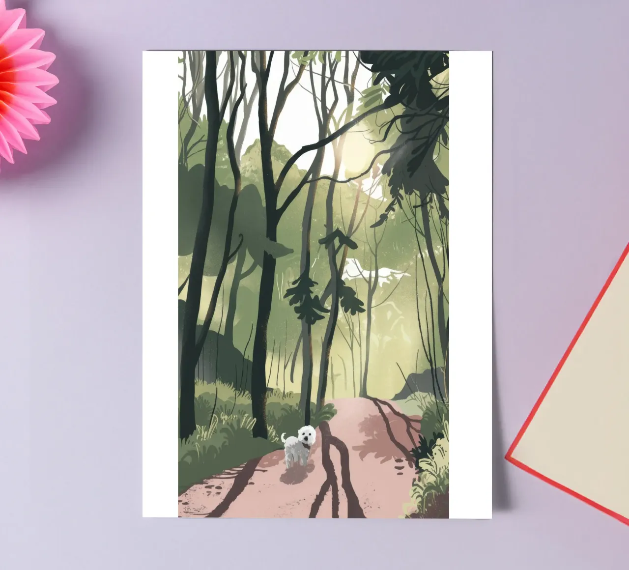 Sunlit Forest Path sticker sheet by Timeless Huse