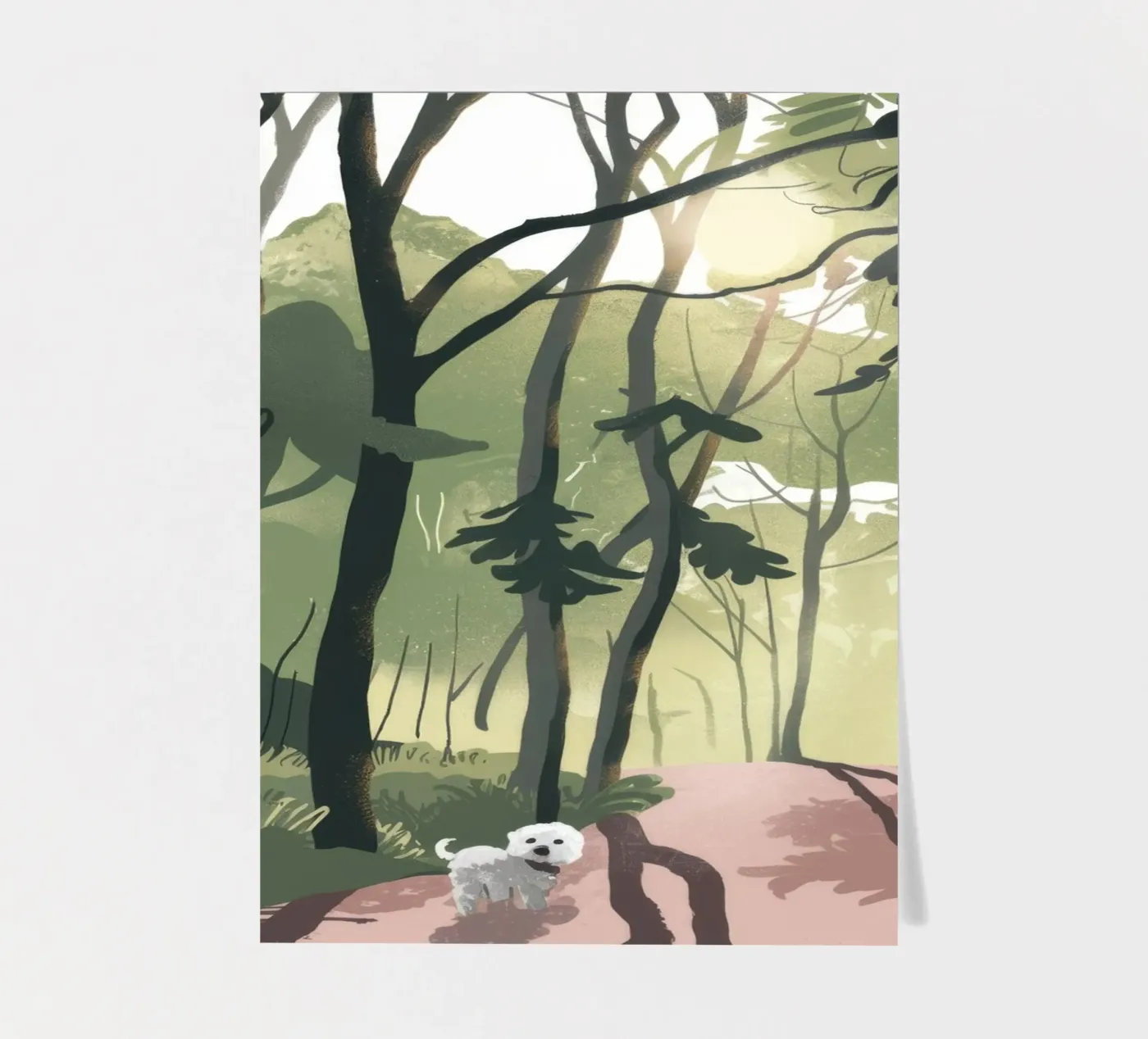Sunlit Forest Path sticker sheet by Timeless Huse