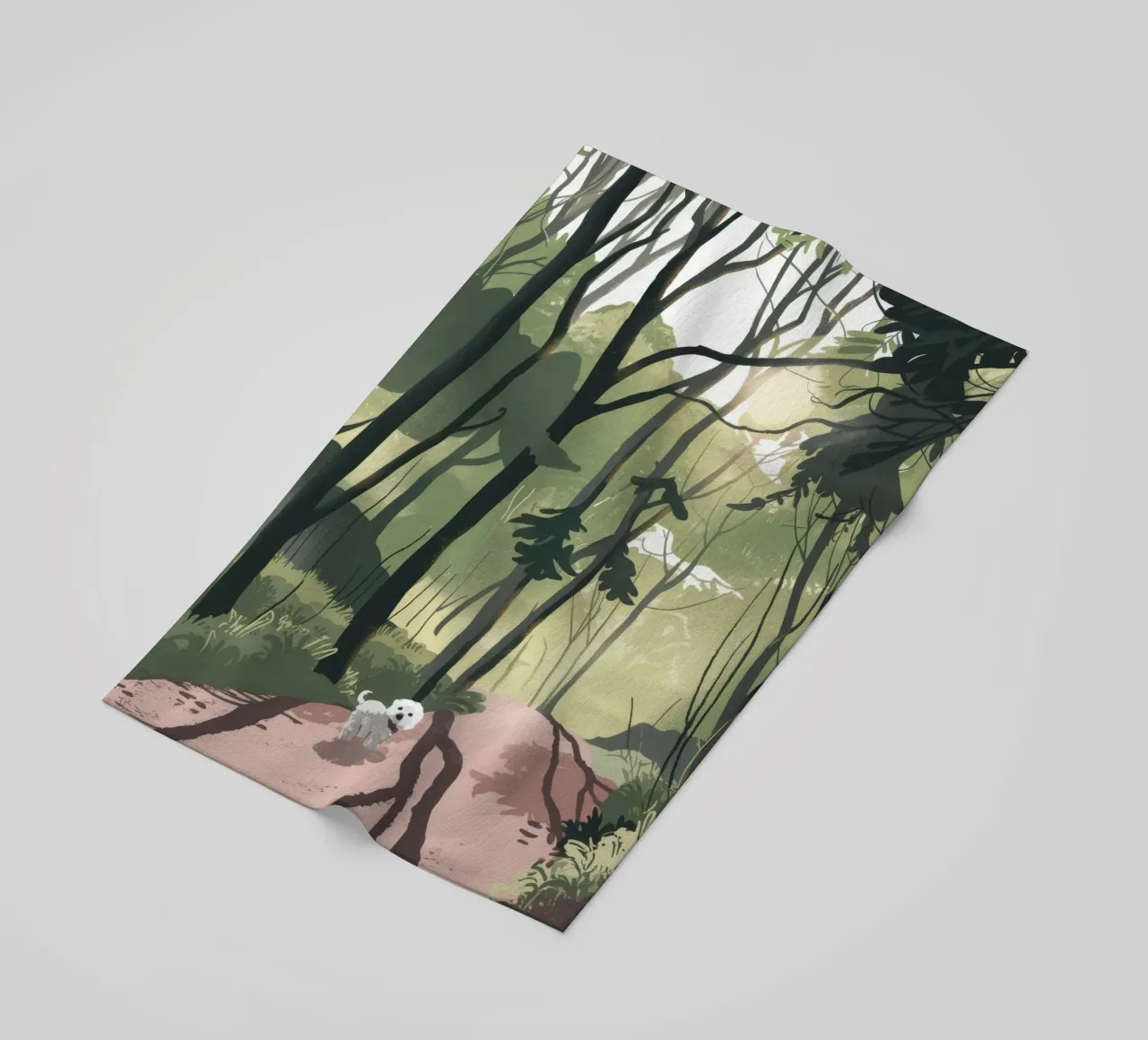 Sunlit Forest Path beach towel by Timeless Huse