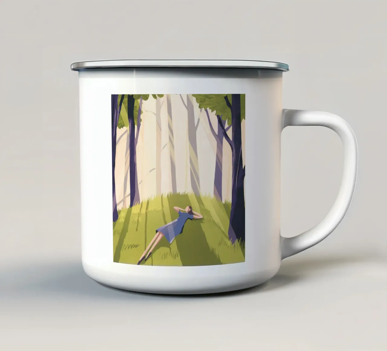 Riverbero del sonnellino nella foresta tazza in smalto da Timeless Huse