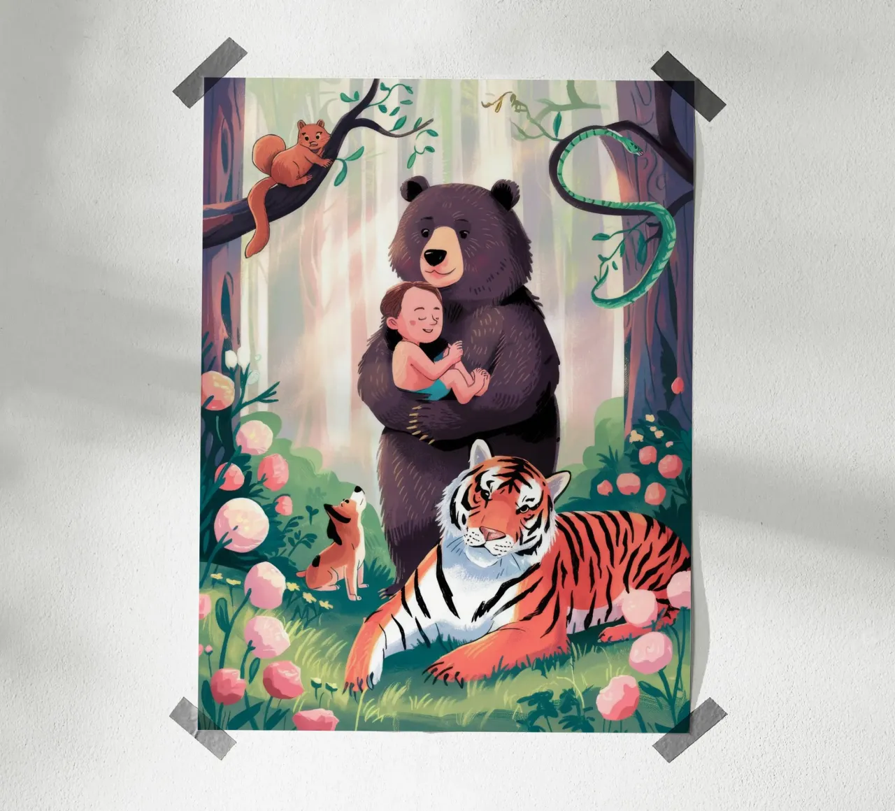 Guardiani della foresta incantata poster con telaio in alluminio da Timeless Huse