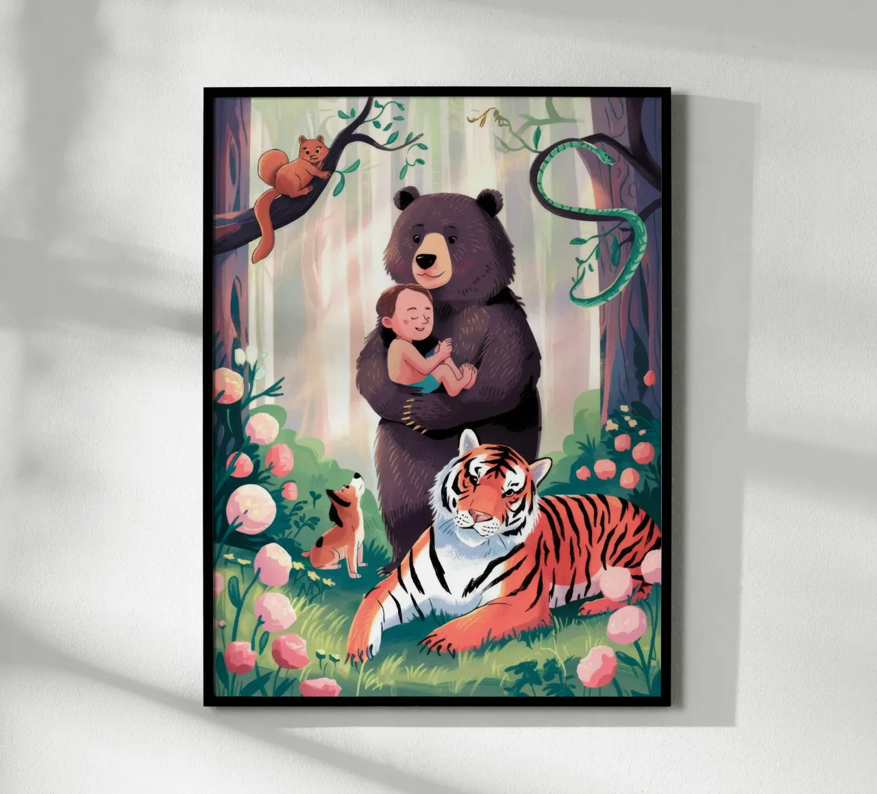 Guardiani della foresta incantata poster con telaio in alluminio da Timeless Huse
