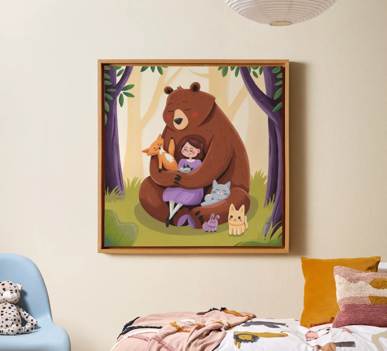 Tender Woodland Embrace canvas with Floater frame by Timeless Huse