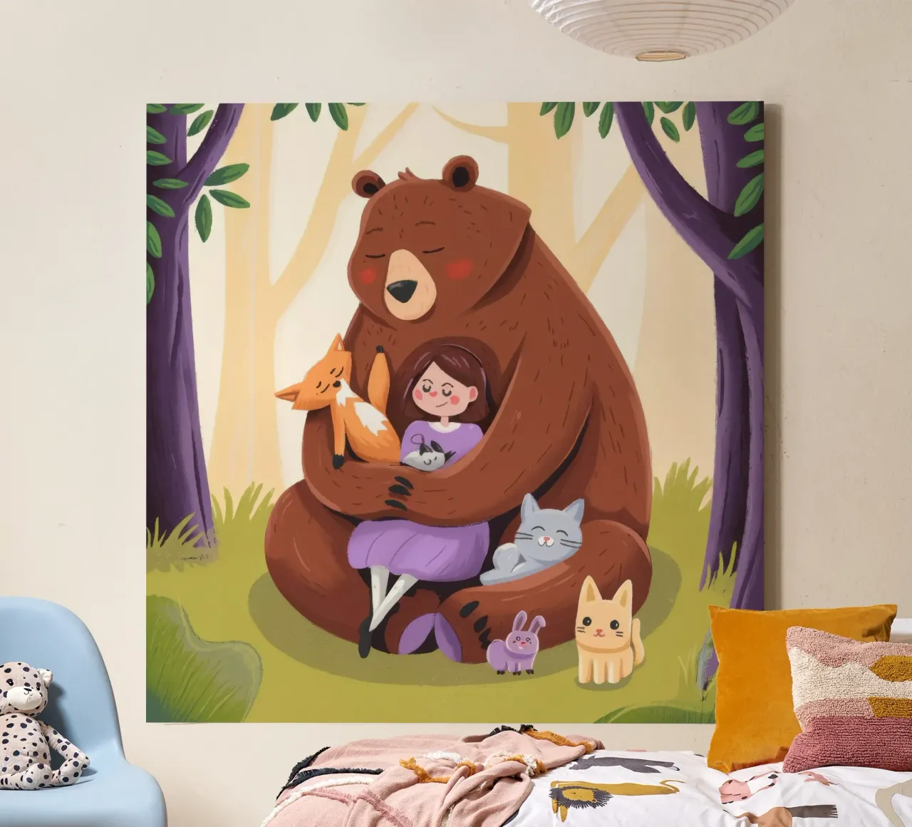 Tender Woodland Embrace canvas with Floater frame by Timeless Huse