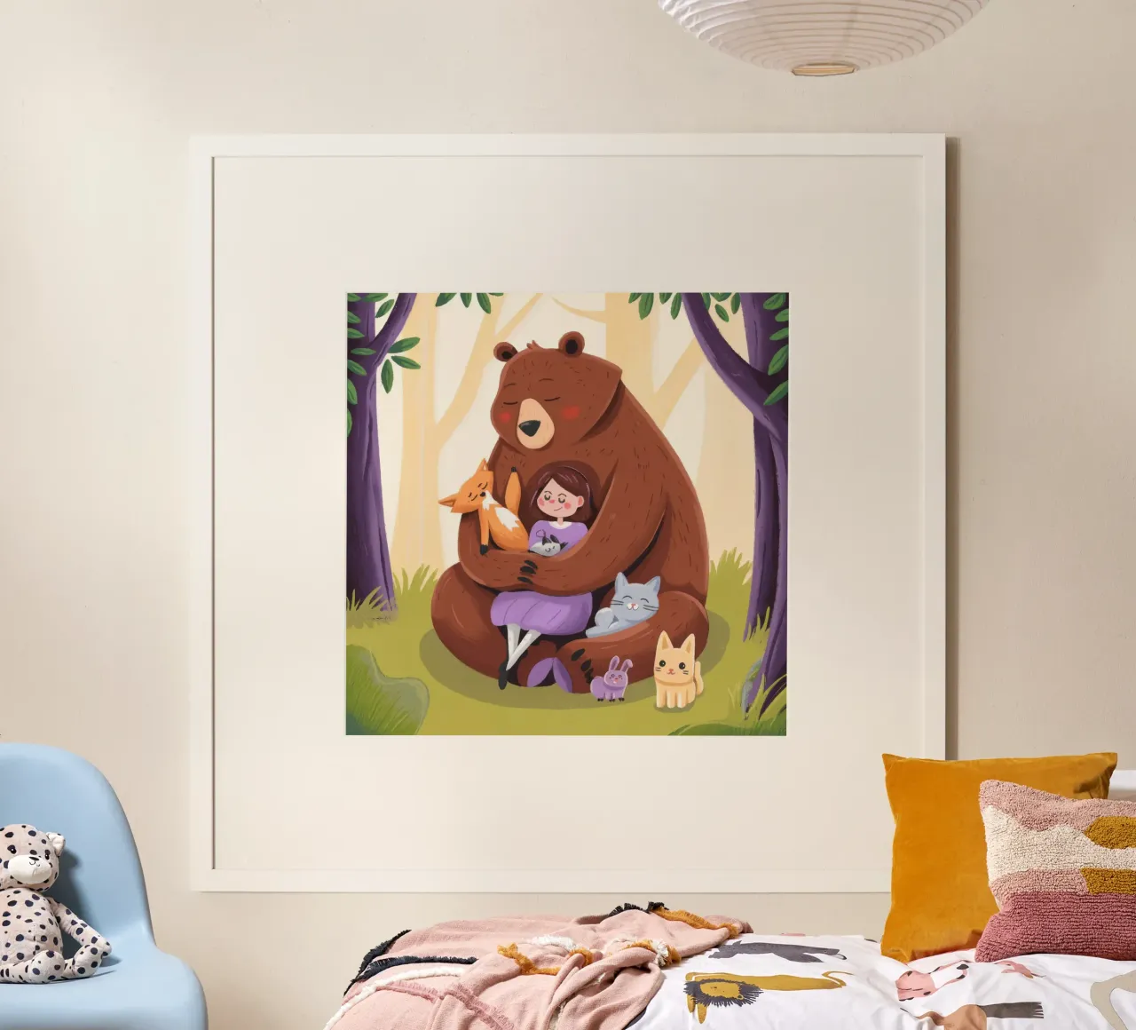 Tenero abbraccio del bosco poster con telaio in plastica da Timeless Huse