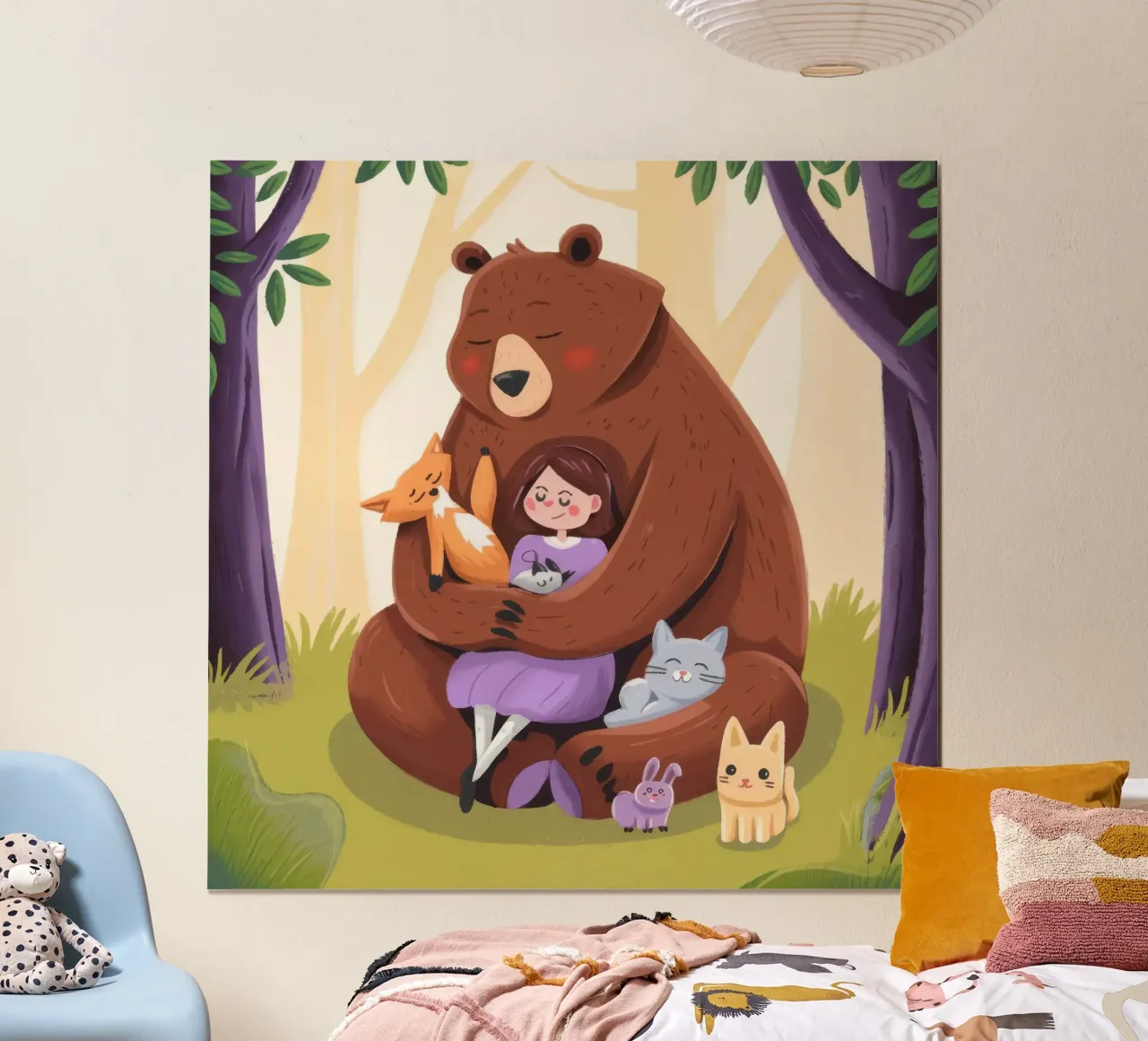 Tenero abbraccio del bosco poster con telaio in plastica da Timeless Huse