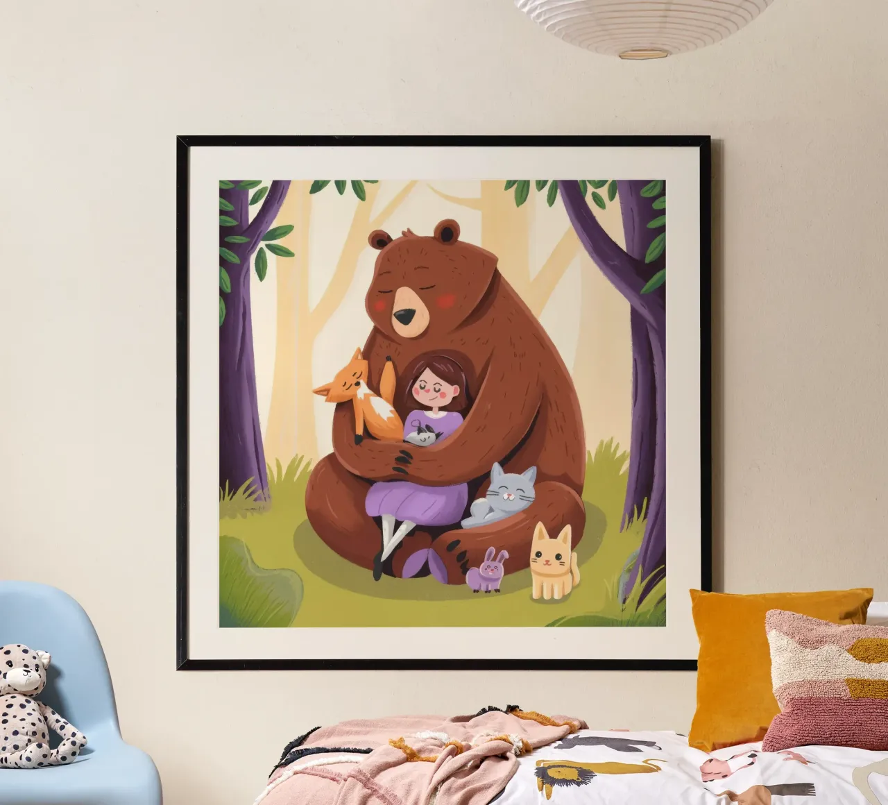 Tenero abbraccio del bosco poster con telaio in plastica da Timeless Huse