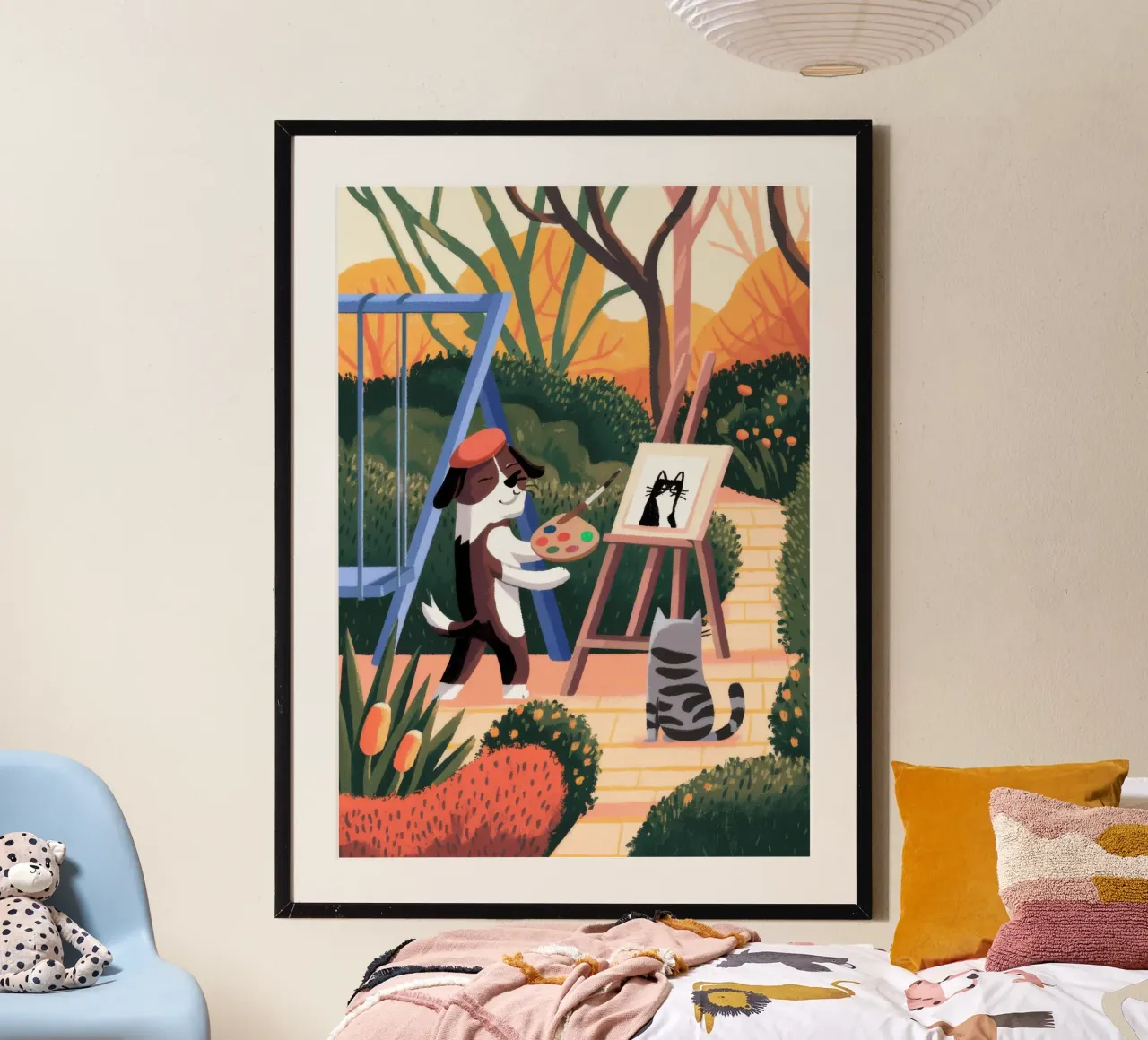 Musa artistica canina poster con telaio in legno da Timeless Huse