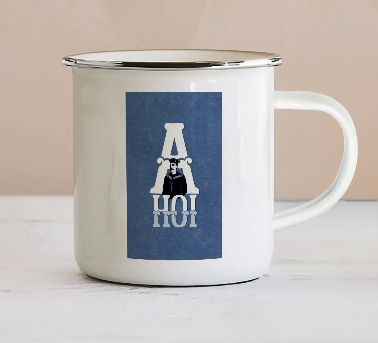 Ahoi enamel mug by lazydaypaper