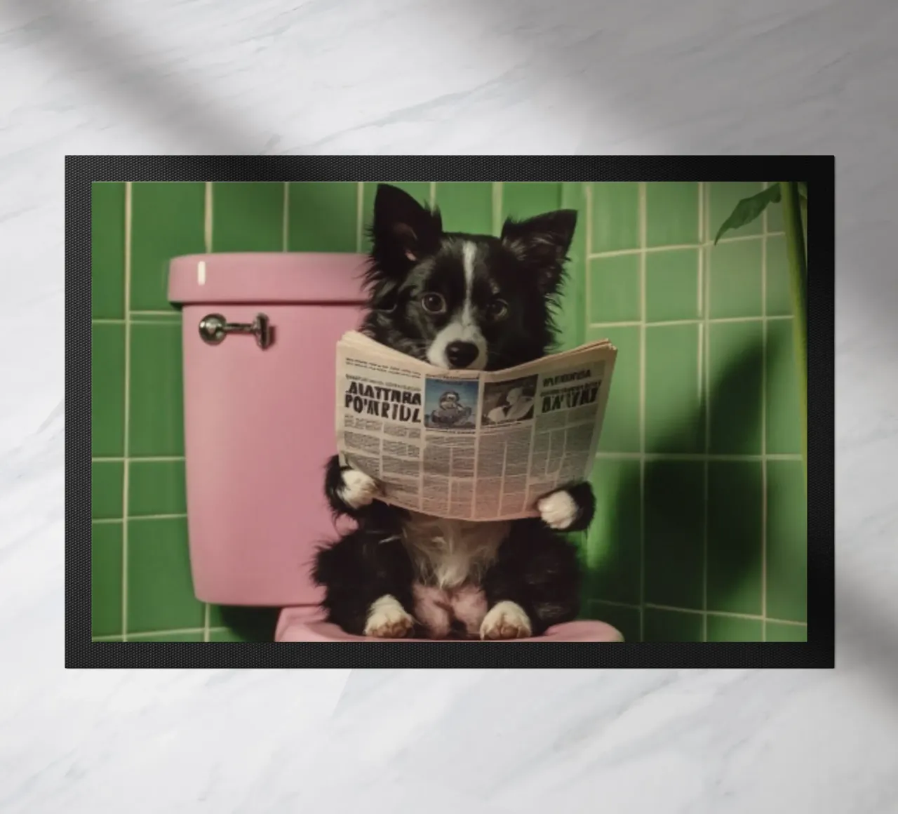 Australian Shepherd liest Zeitung zerbino da NORDLICHT DESIGNS
