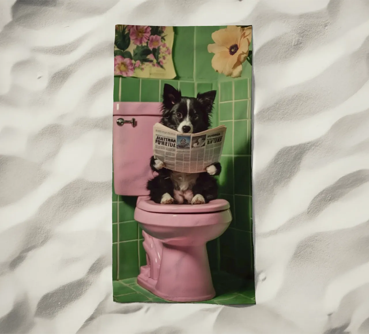 Australian Shepherd liest Zeitung telo mare da NORDLICHT DESIGNS