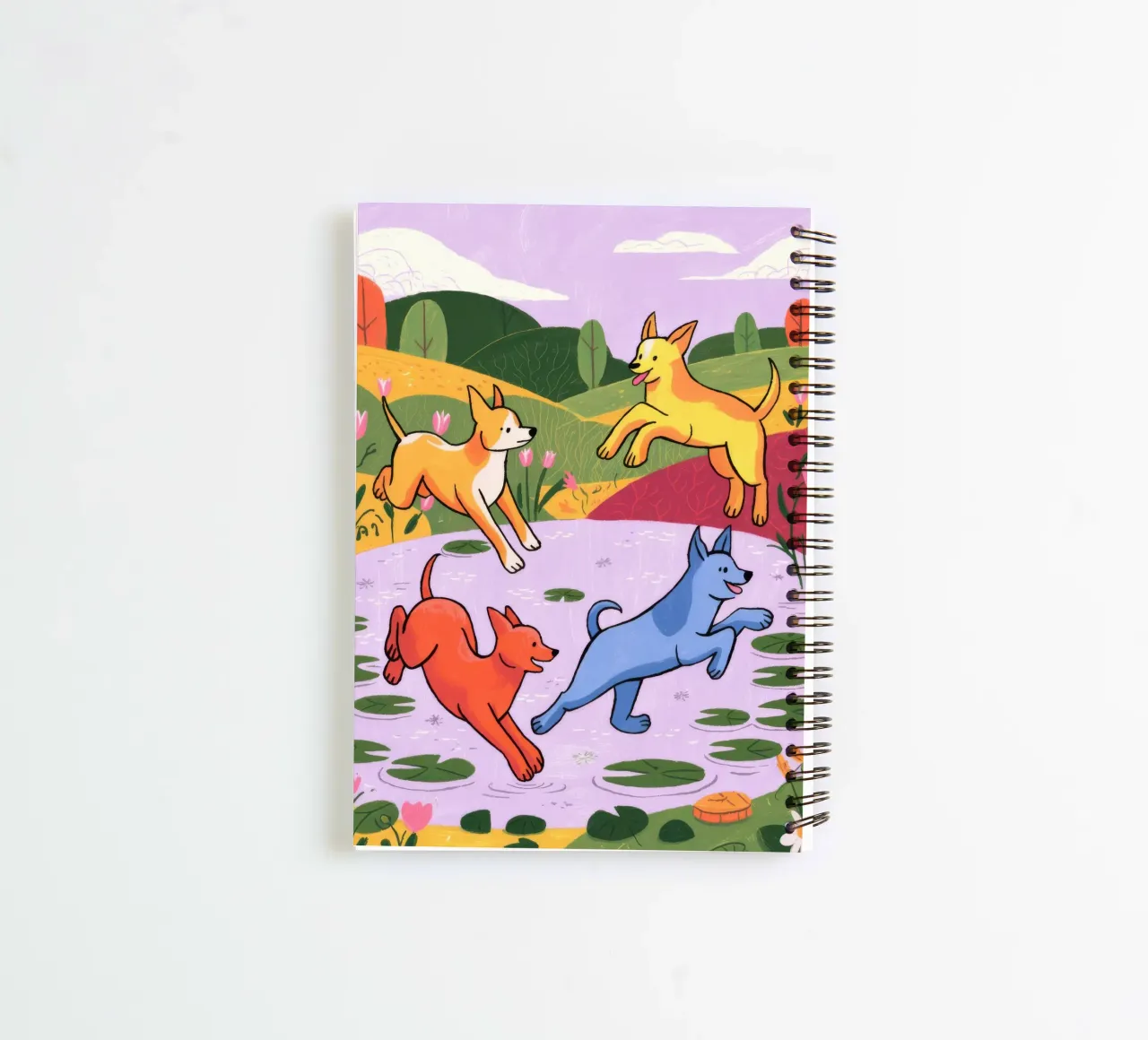 Playful Meadow Chase spiral notebook by Timeless Huse