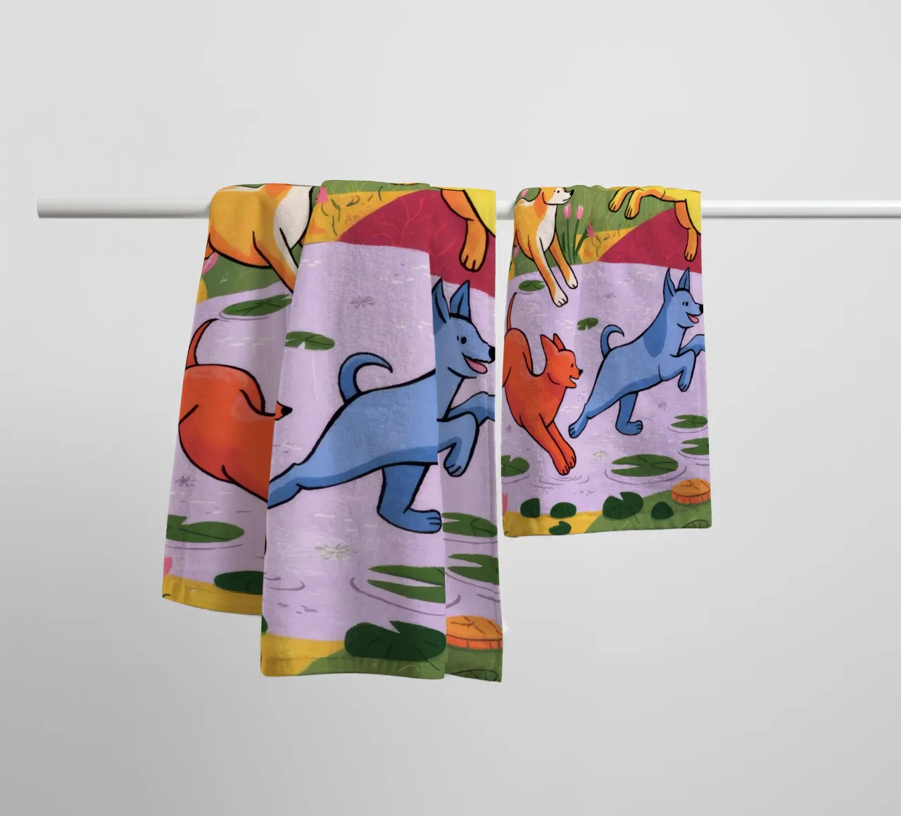 Speelse weideachtervolging badhanddoek van Timeless Huse