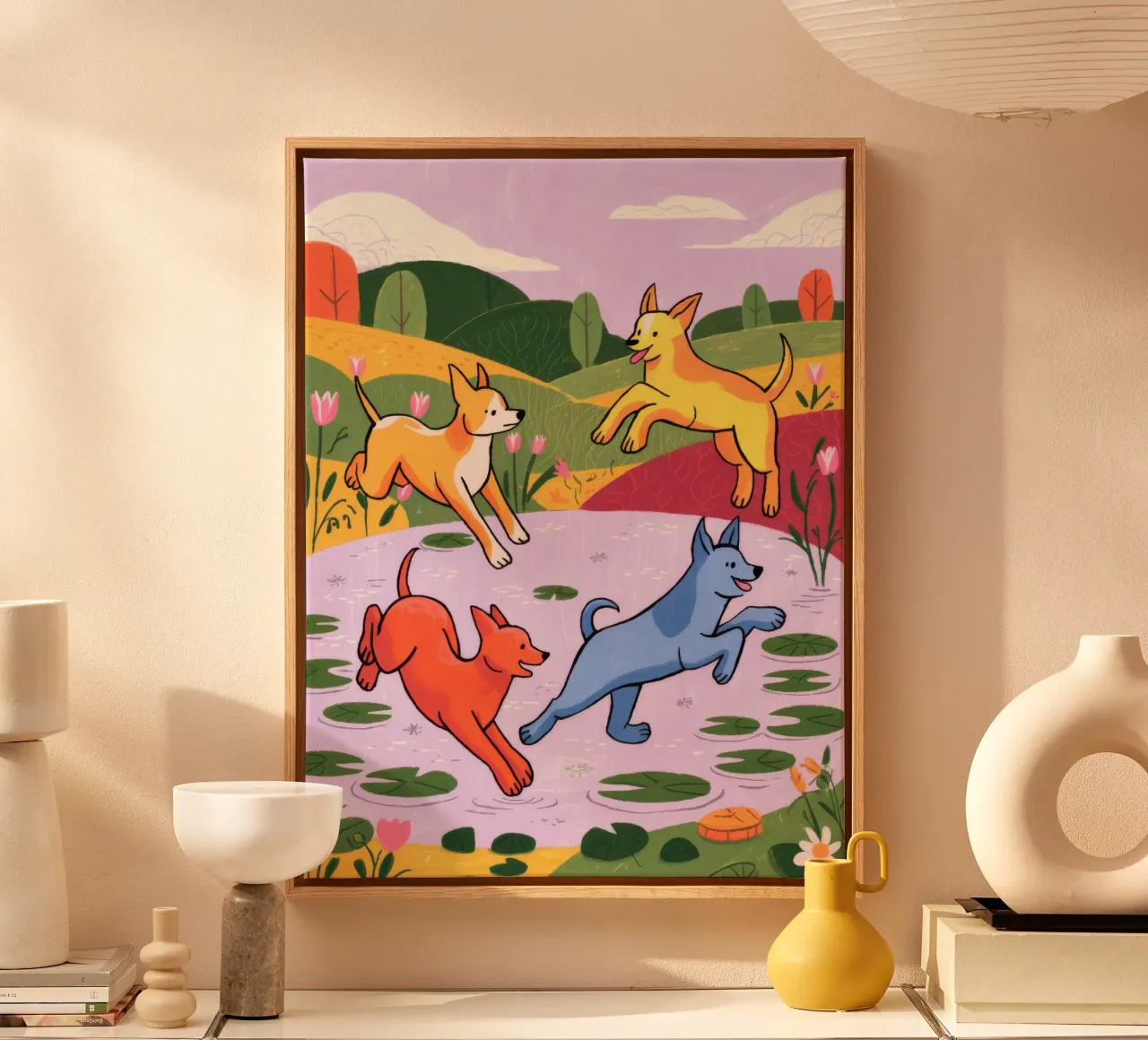 Speelse weideachtervolging canvas van Timeless Huse