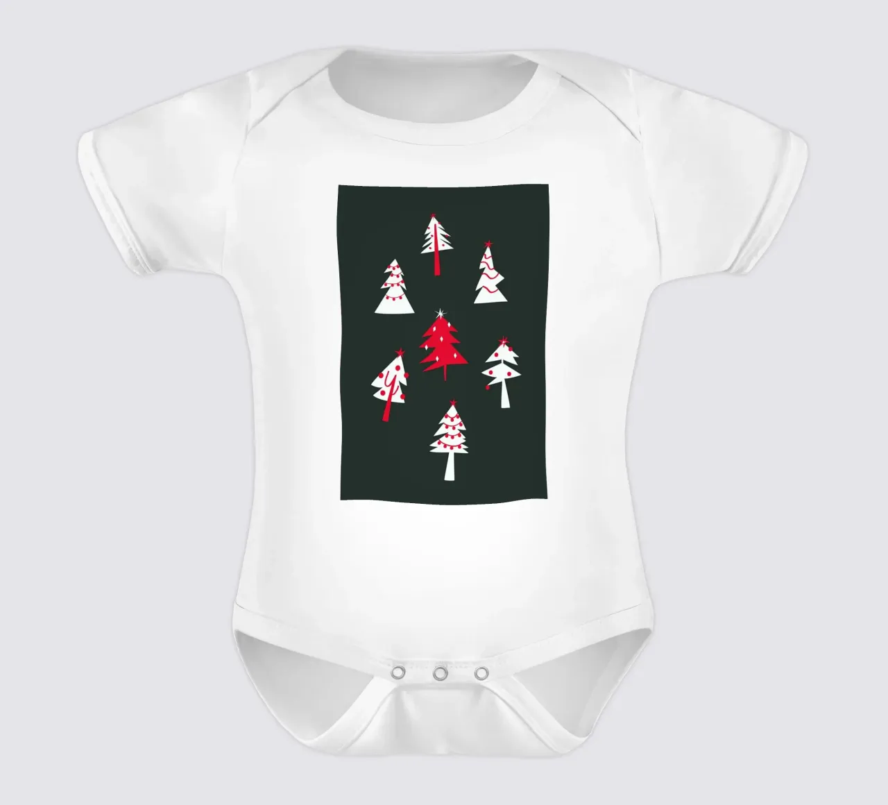 Holiday Pines short-sleeve baby romper by Mariery Young