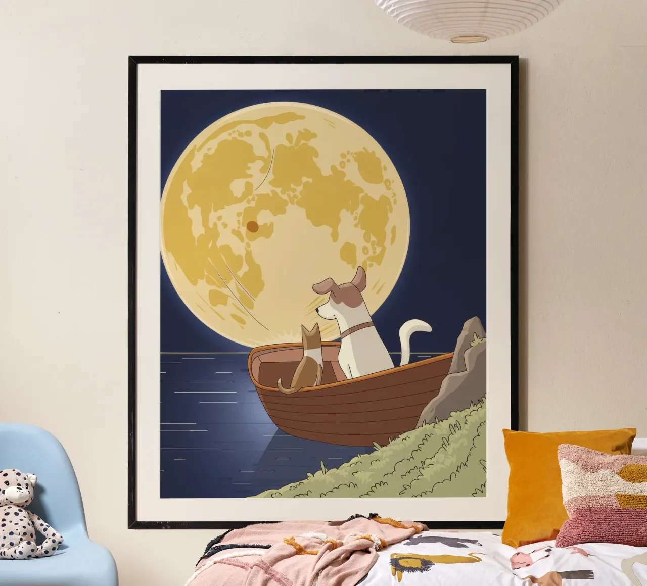 Serenata del viaggio al chiaro di luna poster con telaio in alluminio da Timeless Huse